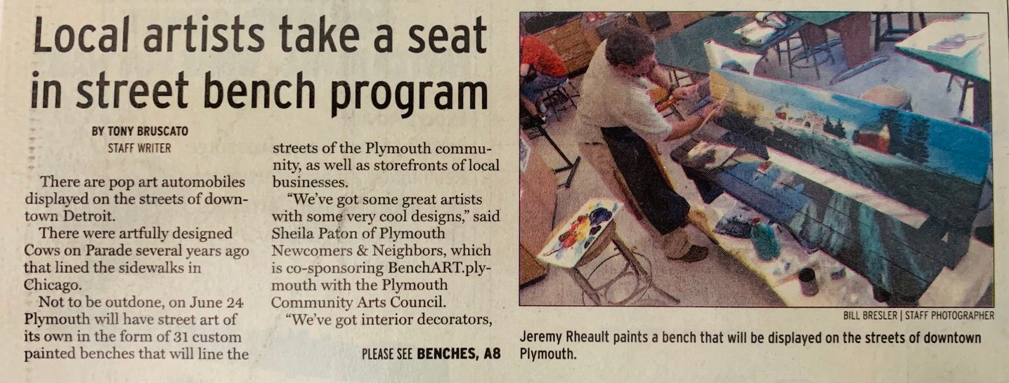 Newspaper clipping: Local artists take a seat in street bench program