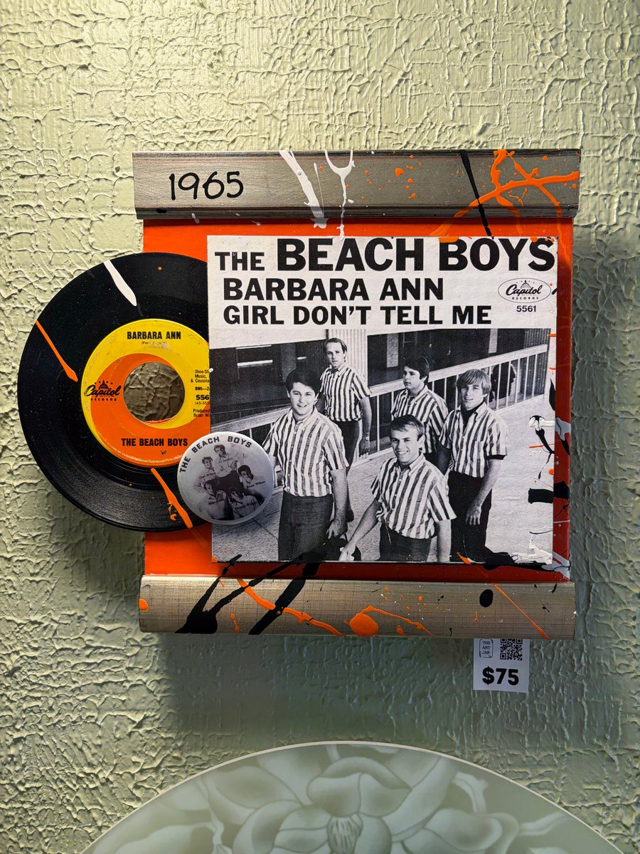 Hand-embellished Beach Boys 1965 single with vinyl record