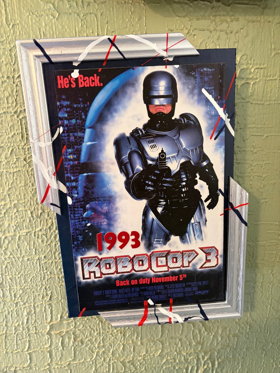 Hand-embellished RoboCop 3 movie poster in a framed shadow box