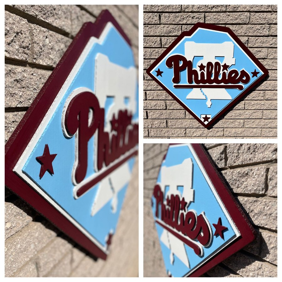 Custom Philadelphia Phillies logo cutout, multiple angles