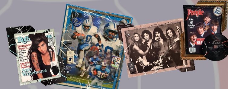 Framed memorabilia art collage