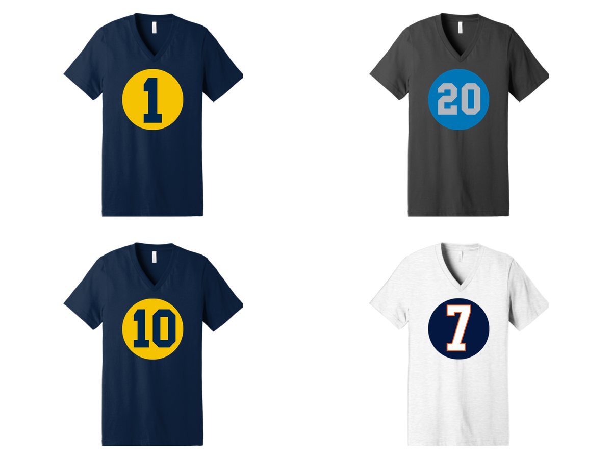 Detroit and Michigan fan tribute number shirts from The Art Jar online store